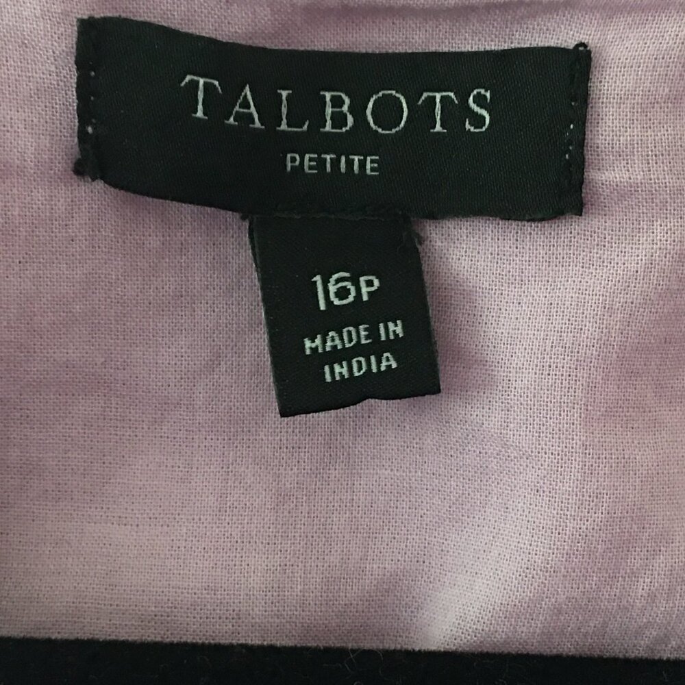 Talbots Lavender with White Embroidery Sleeveless Dress Knee Length 16 Petite - Picture 7 of 8